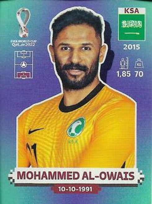 #KSA3 Mohammed Al-Owais (Saudi Arabia) Panini Qatar 2022 World Cup Sticker Collection #KSA3 Mohammed Al-Owais (Saudi Arabia) Panini Qatar 2022 World Cup Sticker Collection