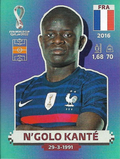 #FRA11 N'Golo Kanté (France) Panini Qatar 2022 World Cup Sticker Collection #FRA11 N'Golo Kanté (France) Panini Qatar 2022 World Cup Sticker Collection