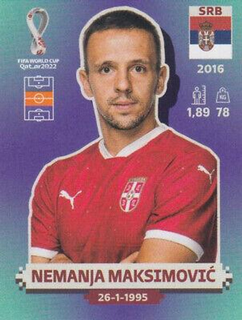 #SRB13 Nemanja Maksimovic (Serbia) Panini Qatar 2022 World Cup Sticker Collection