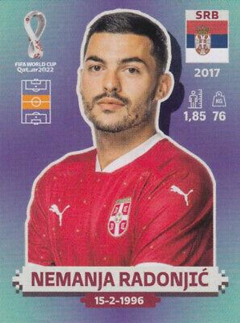 #SRB15 Nemanja Radonjic (Serbia) Panini Qatar 2022 World Cup Sticker Collection #SRB15 Nemanja Radonjic (Serbia) Panini Qatar 2022 World Cup Sticker Collection