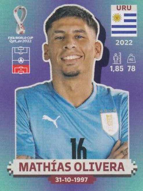 #URU9 Mathías Olivera (Uruguay) Panini Qatar 2022 World Cup Sticker Collection