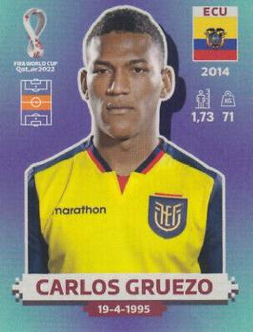 #ECU13 Carlos Gruezo (Ecuador) Panini Qatar 2022 World Cup Sticker Collection #ECU13 Carlos Gruezo (Ecuador) Panini Qatar 2022 World Cup Sticker Collection