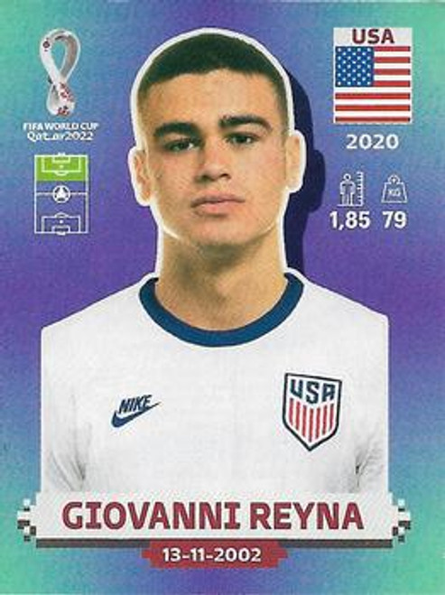 #USA19 Giovanni Reyna (USA) Panini Qatar 2022 World Cup Sticker Collection #USA19 Giovanni Reyna (USA) Panini Qatar 2022 World Cup Sticker Collection