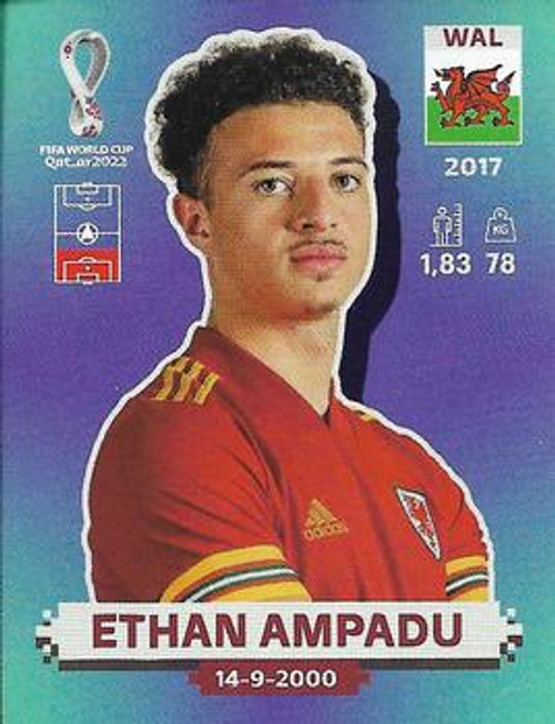 #WAL5 Ethan Ampadu (Wales) Panini Qatar 2022 World Cup Sticker Collection #WAL5 Ethan Ampadu (Wales) Panini Qatar 2022 World Cup Sticker Collection