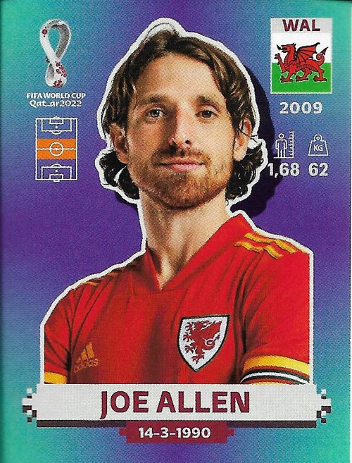 #WAL12 Joe Allen (Wales) Panini Qatar 2022 World Cup Sticker Collection #WAL12 Joe Allen (Wales) Panini Qatar 2022 World Cup Sticker Collection