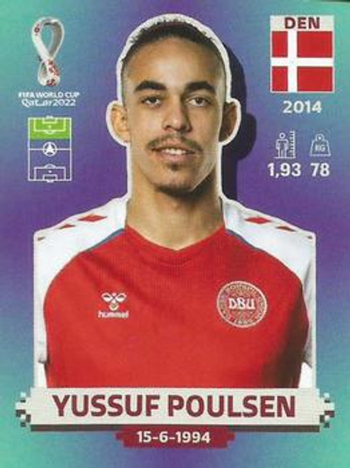 #DEN18 Yussuf Poulsen (Denmark) Panini Qatar 2022 World Cup Sticker Collection