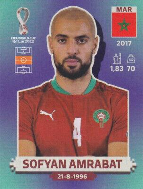 #MAR11 Sofyan Amrabat (Morocco) Panini Qatar 2022 World Cup Sticker Collection