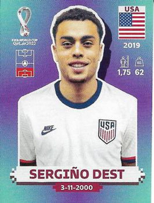 #USA5 Sergino Dest (USA) Panini Qatar 2022 World Cup Sticker Collection #USA5 Sergino Dest (USA) Panini Qatar 2022 World Cup Sticker Collection