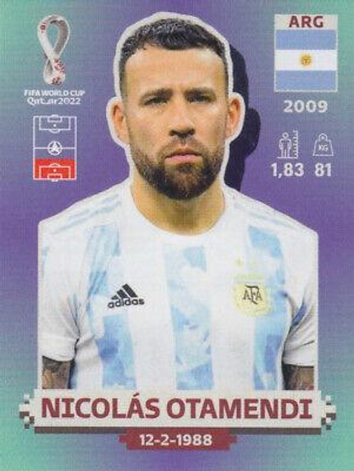 #ARG7 Nicolas Otamendi (Argentina) Panini Qatar 2022 World Cup Sticker Collection #ARG7 Nicolas Otamendi (Argentina) Panini Qatar 2022 World Cup Sticker Collection