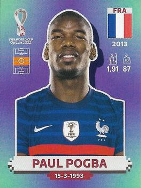 #FRA12 Paul Pogba (France) Panini Qatar 2022 World Cup Sticker Collection #FRA12 Paul Pogba (France) Panini Qatar 2022 World Cup Sticker Collection