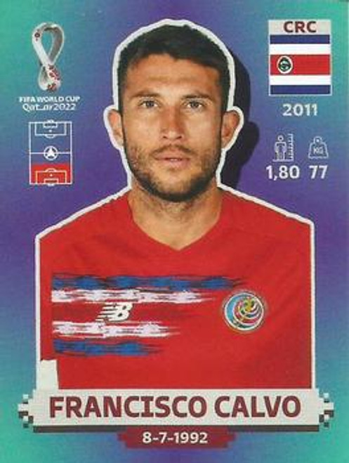 #CRC6 Francisco Calvo (Costa Rica) Panini Qatar 2022 World Cup Sticker Collection #CRC6 Francisco Calvo (Costa Rica) Panini Qatar 2022 World Cup Sticker Collection