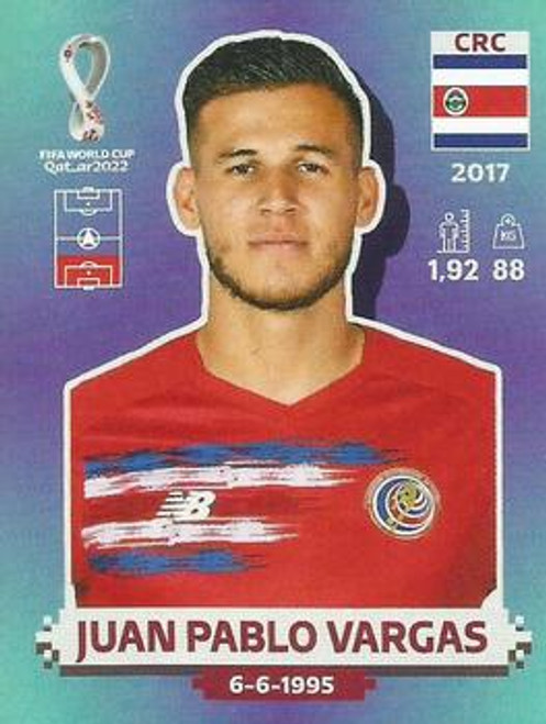 #CRC10 Juan Pablo Vargas (Costa Rica) Panini Qatar 2022 World Cup Sticker Collection