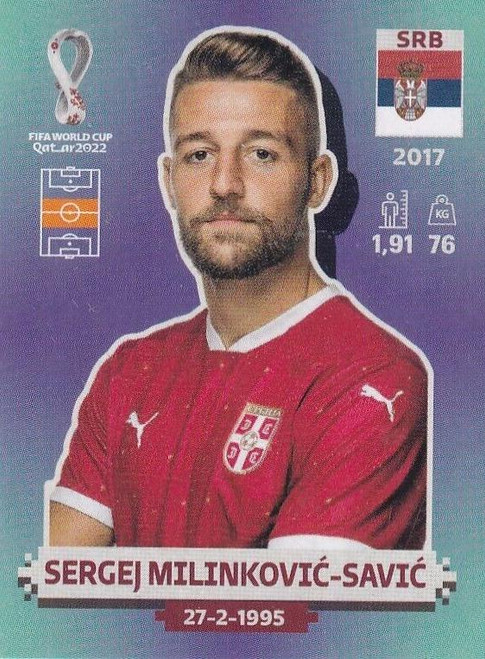 #SRB14 Sergej Milinkovic-Savic (Serbia) Panini Qatar 2022 World Cup Sticker Collection