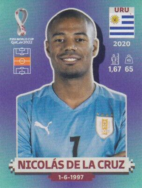#URU13 Nicolás De La Cruz (Uruguay) Panini Qatar 2022 World Cup Sticker Collection