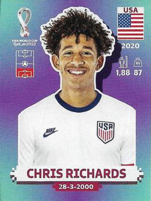 #USA7 Chris Richards (USA) Panini Qatar 2022 World Cup Sticker Collection