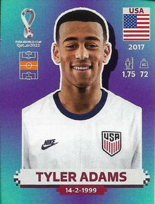 #USA13 Tyler Adams (USA) Panini Qatar 2022 World Cup Sticker Collection #USA13 Tyler Adams (USA) Panini Qatar 2022 World Cup Sticker Collection