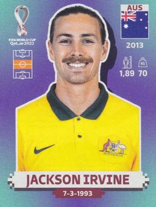 #AUS12 Jackson Irvine (Australia) Panini Qatar 2022 World Cup Sticker Collection