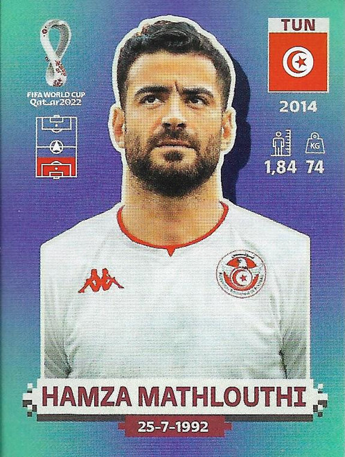 #TUN9 Hamza Mathlouthi (Tunisia) Panini Qatar 2022 World Cup Sticker Collection #TUN9 Hamza Mathlouthi (Tunisia) Panini Qatar 2022 World Cup Sticker Collection