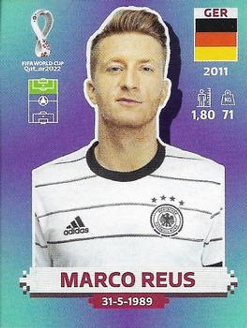 #GER18 Marco Reus (Germany) Panini Qatar 2022 World Cup Sticker Collection #GER18 Marco Reus (Germany) Panini Qatar 2022 World Cup Sticker Collection