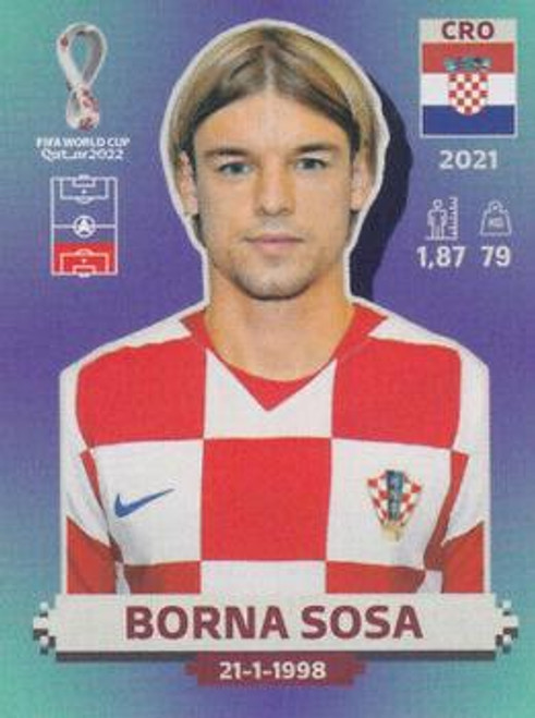 #CRO9 Borna Sosa (Croatia) Panini Qatar 2022 World Cup Sticker Collection #CRO9 Borna Sosa (Croatia) Panini Qatar 2022 World Cup Sticker Collection