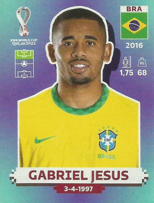 #BRA16 Gabriel Jesus (Brazil) Panini Qatar 2022 World Cup Sticker Collection #BRA16 Gabriel Jesus (Brazil) Panini Qatar 2022 World Cup Sticker Collection