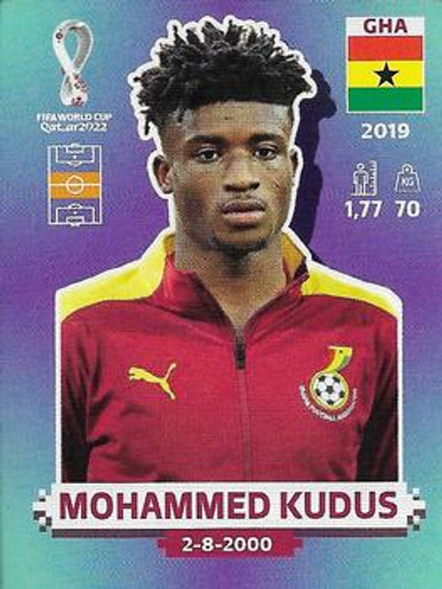 #GHA12 Mohammed Kudus (Ghana) Panini Qatar 2022 World Cup Sticker Collection