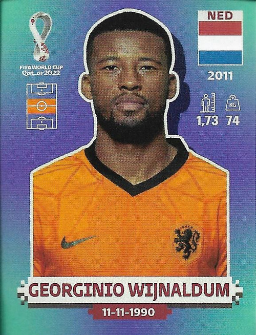 #NED15 Georginio Wijnaldum (Netherlands) Panini Qatar 2022 World Cup Sticker Collection #NED15 Georginio Wijnaldum (Netherlands) Panini Qatar 2022 World Cup Sticker Collection