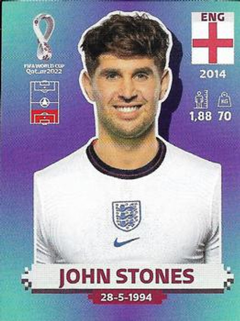 #ENG9 John Stones (England) Panini Qatar 2022 World Cup Sticker Collection #ENG9 John Stones (England) Panini Qatar 2022 World Cup Sticker Collection