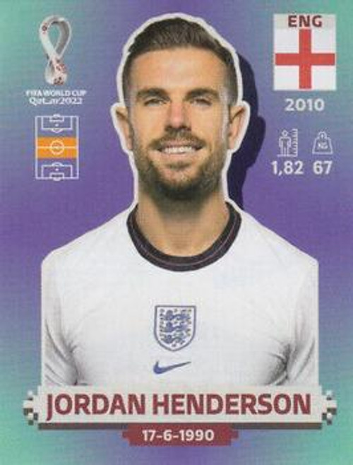 #ENG13 Jordan Henderson (England) Panini Qatar 2022 World Cup Sticker Collection #ENG13 Jordan Henderson (England) Panini Qatar 2022 World Cup Sticker Collection