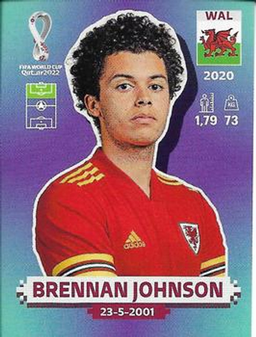 #WAL19 Brennan Johnson (Wales) Panini Qatar 2022 World Cup Sticker Collection #WAL19 Brennan Johnson (Wales) Panini Qatar 2022 World Cup Sticker Collection