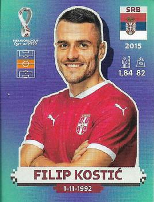 #SRB10 Filip Kostic (Serbia) Panini Qatar 2022 World Cup Sticker Collection #SRB10 Filip Kostic (Serbia) Panini Qatar 2022 World Cup Sticker Collection