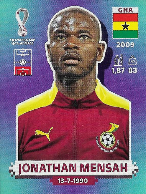 #GHA9 Jonathan Mensah (Ghana) Panini Qatar 2022 World Cup Sticker Collection #GHA9 Jonathan Mensah (Ghana) Panini Qatar 2022 World Cup Sticker Collection