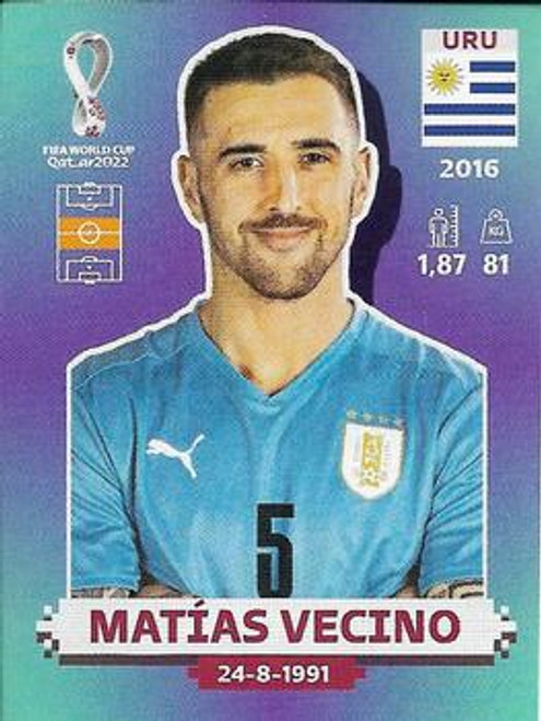 #URU16 Matías Vecino (Uruguay) Panini Qatar 2022 World Cup Sticker Collection