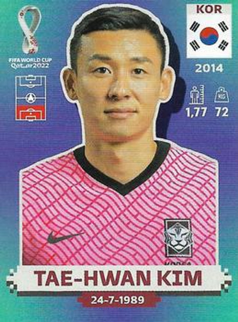 #KOR6 Tae-hwan Kim (South Korea) Panini Qatar 2022 World Cup Sticker Collection