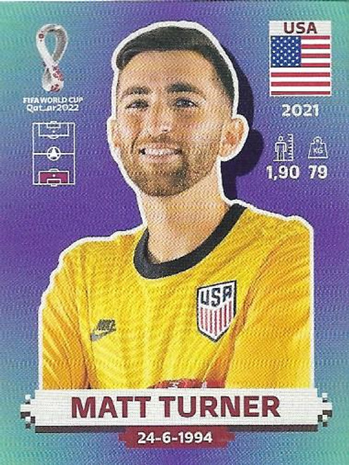 #USA3 Matt Turner (USA) Panini Qatar 2022 World Cup Sticker Collection #USA3 Matt Turner (USA) Panini Qatar 2022 World Cup Sticker Collection