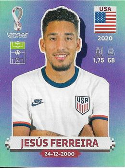 #USA16 Jesus Ferreira (USA) Panini Qatar 2022 World Cup Sticker Collection