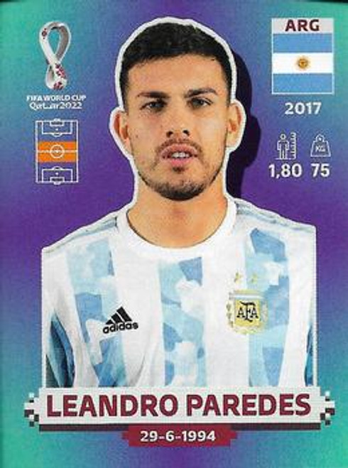 #ARG13 Leandro Paredes (Argentina) Panini Qatar 2022 World Cup Sticker Collection