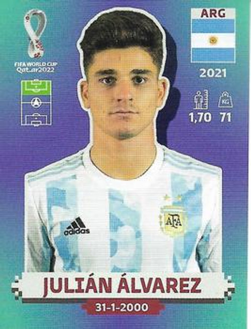 #ARG15 Julian Alvarez (Argentina) Panini Qatar 2022 World Cup Sticker Collection #ARG15 Julian Alvarez (Argentina) Panini Qatar 2022 World Cup Sticker Collection