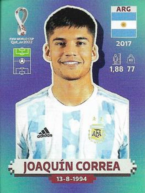 #ARG16 Joaquin Correa (Argentina) Panini Qatar 2022 World Cup Sticker Collection #ARG16 Joaquin Correa (Argentina) Panini Qatar 2022 World Cup Sticker Collection