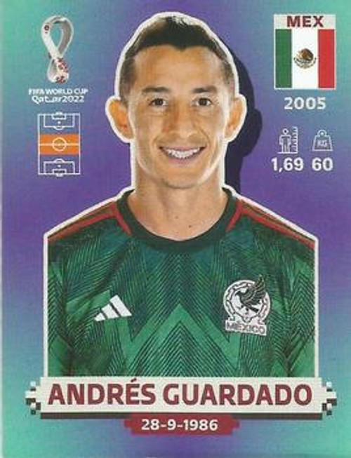 #MEX13 Andrés Guardado (Mexico) Panini Qatar 2022 World Cup Sticker Collection #MEX13 Andrés Guardado (Mexico) Panini Qatar 2022 World Cup Sticker Collection