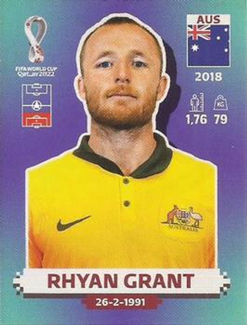 #AUS7 Rhyan Grant (Australia) Panini Qatar 2022 World Cup Sticker Collection