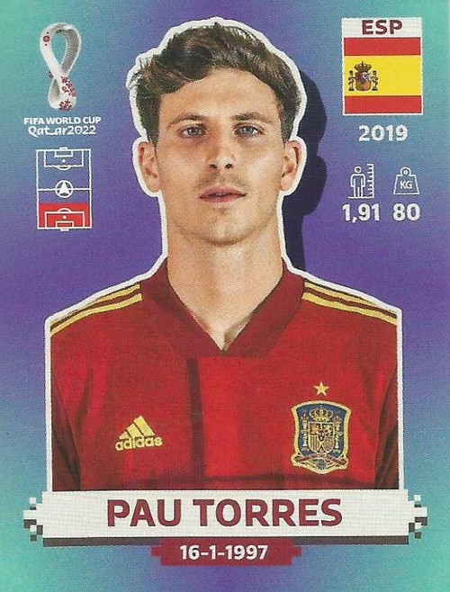 #ESP9 Pau Torres (Spain) Panini Qatar 2022 World Cup Sticker Collection