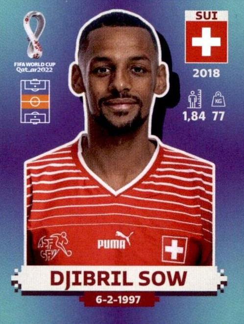 #SUI13 Djibril Sow (Switzerland) Panini Qatar 2022 World Cup Sticker Collection