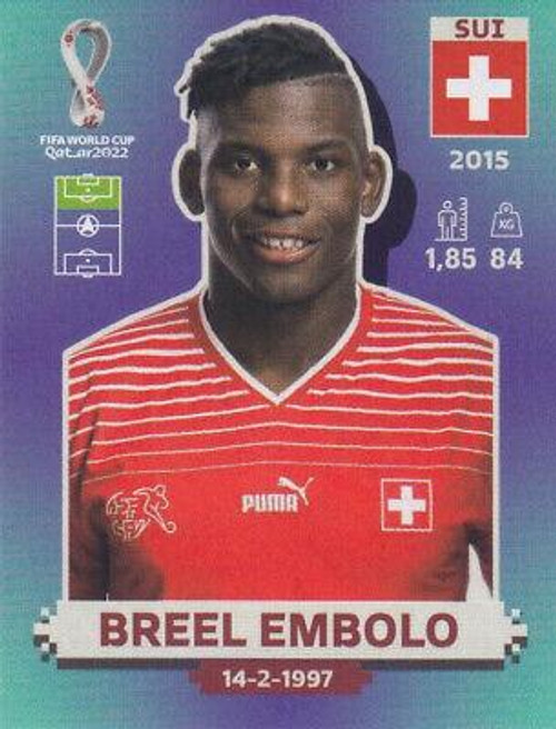 #SUI17 Breel Embolo (Switzerland) Panini Qatar 2022 World Cup Sticker Collection #SUI17 Breel Embolo (Switzerland) Panini Qatar 2022 World Cup Sticker Collection