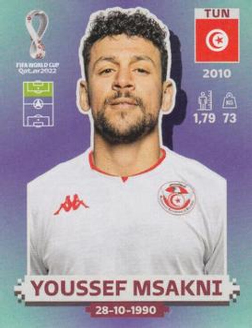 #TUN19 Youssef Msakni (Tunisia) Panini Qatar 2022 World Cup Sticker Collection