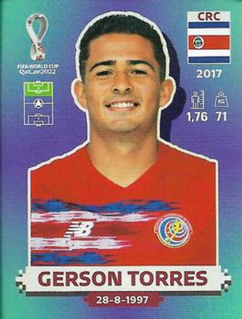 #CRC19 Gerson Torres (Costa Rica) Panini Qatar 2022 World Cup Sticker Collection