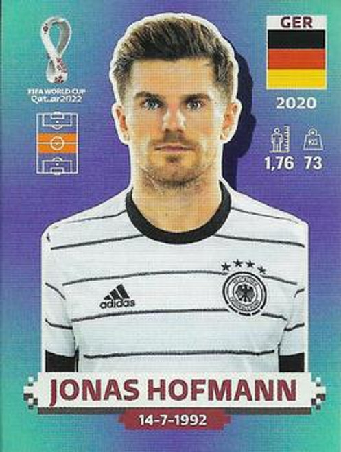 #GER14 Jonas Hofmann (Germany) Panini Qatar 2022 World Cup Sticker Collection #GER14 Jonas Hofmann (Germany) Panini Qatar 2022 World Cup Sticker Collection