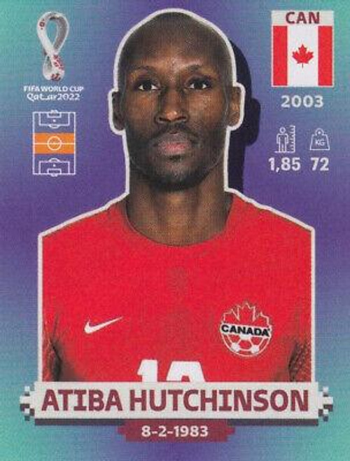 #CAN14 Atiba Hutchinson (Canada) Panini Qatar 2022 World Cup Sticker Collection