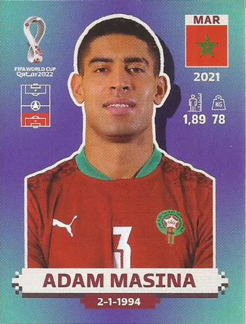 #MAR7 Adam Masina (Morocco) Panini Qatar 2022 World Cup Sticker Collection #MAR7 Adam Masina (Morocco) Panini Qatar 2022 World Cup Sticker Collection