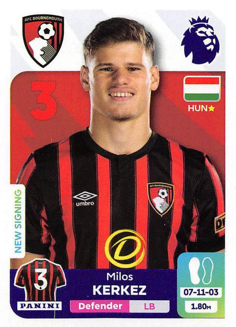 #26 Milos Kerkez (AFC Bournemouth) Panini Premier League 2024 Sticker Collection